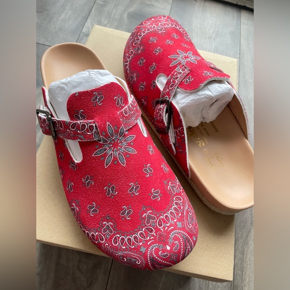 NEW 44/45 11/12 US Yuketen SAL 1 Red bandana suede leather sandals Crepe - Picture 1 of 16